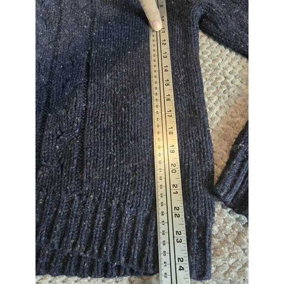 GAP Vintage Men's Blue Donegal Turtleneck Large Cable Knit Wool Blend Sweater - Picture 5 of 6
